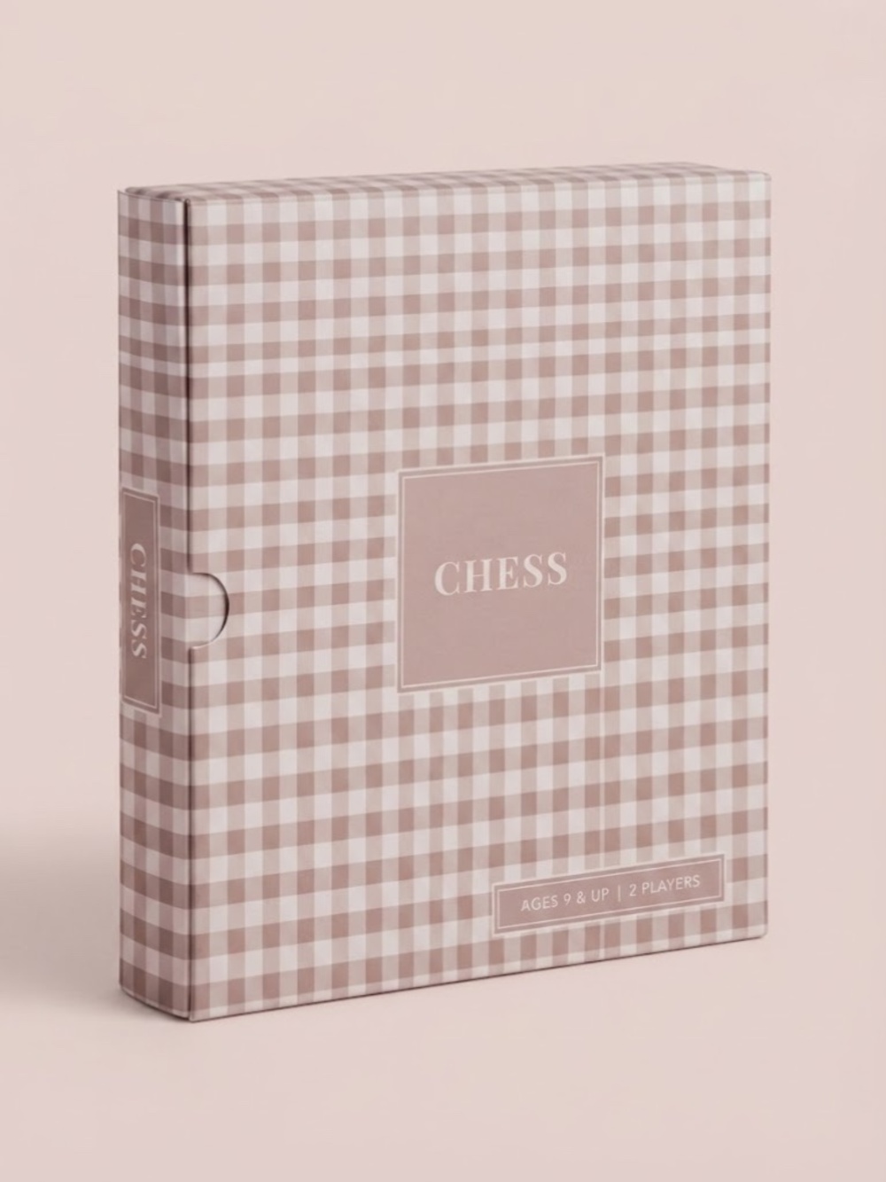 Chess Game Set in Brown Plaid Box